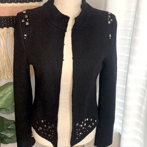 French Connection Black Studded Vintage Wool Blend Jacket/Blazer with Hook & Eye